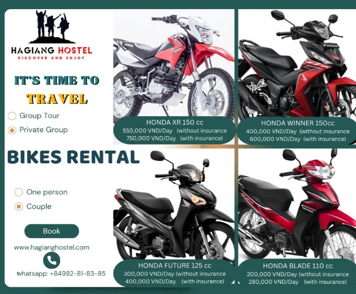 motorbike rental price ha giang hostel