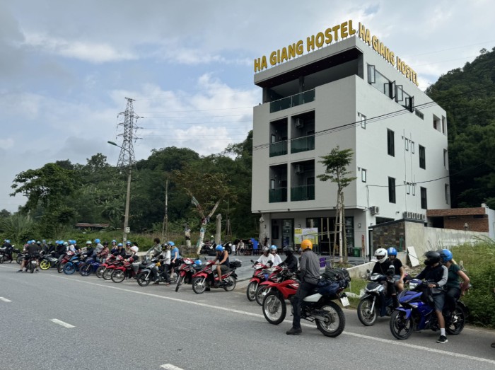 Motorbikes available for rent at Ha Giang Hostel