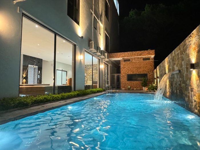 Ha Giang Hostel pool area